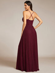 Flattering Sleeveless Backless A-Line Formal Evening Dress with V-Neck