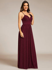 Flattering Sleeveless Backless A-Line Formal Evening Dress with V-Neck