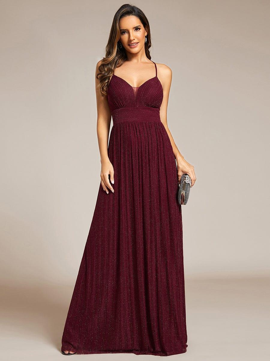 Flattering Sleeveless Backless A-Line Formal Evening Dress with V-Neck