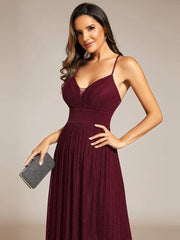 Flattering Sleeveless Backless A-Line Formal Evening Dress with V-Neck