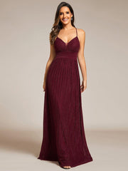 Flattering Sleeveless Backless A-Line Formal Evening Dress with V-Neck