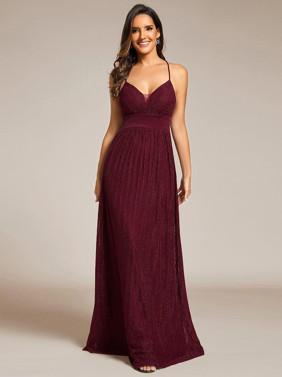 Flattering Sleeveless Backless A-Line Formal Evening Dress with V-Neck