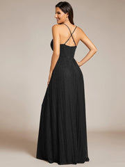 Flattering Sleeveless Backless A-Line Formal Evening Dress with V-Neck