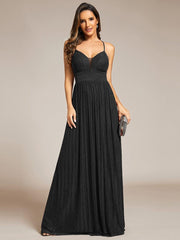 Flattering Sleeveless Backless A-Line Formal Evening Dress with V-Neck