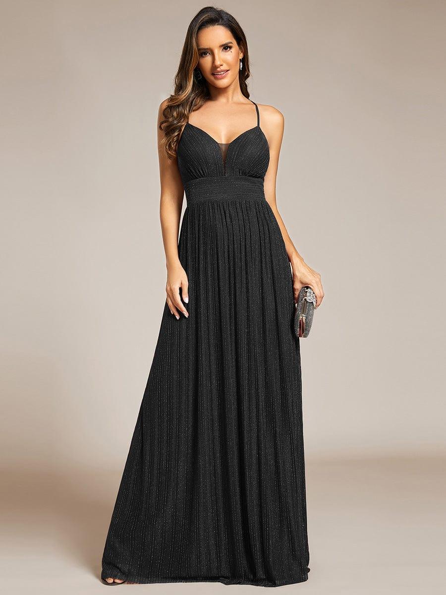 Flattering Sleeveless Backless A-Line Formal Evening Dress with V-Neck