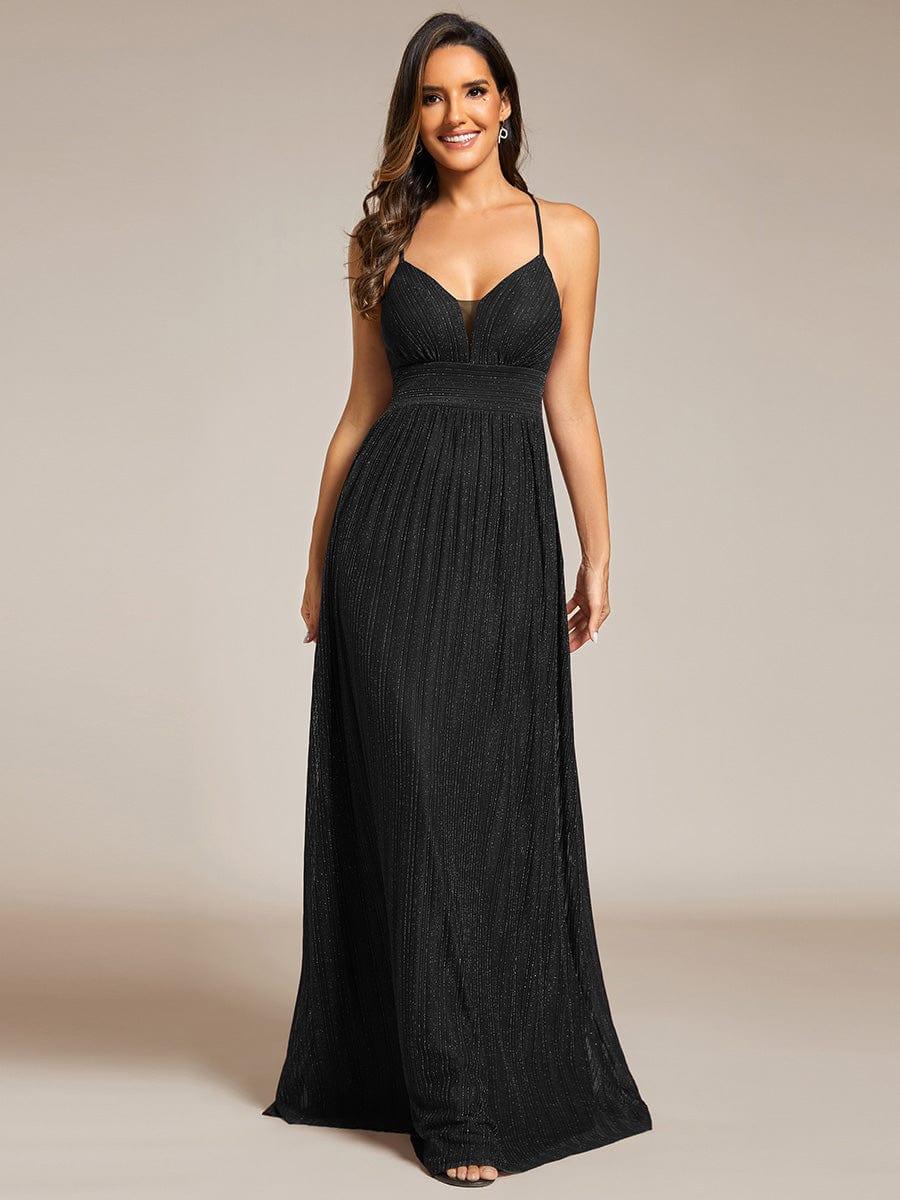 Flattering Sleeveless Backless A-Line Formal Evening Dress with V-Neck