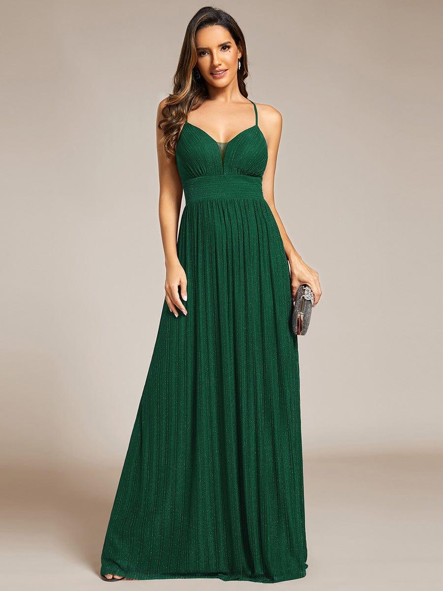 Flattering Sleeveless Backless A-Line Formal Evening Dress with V-Neck