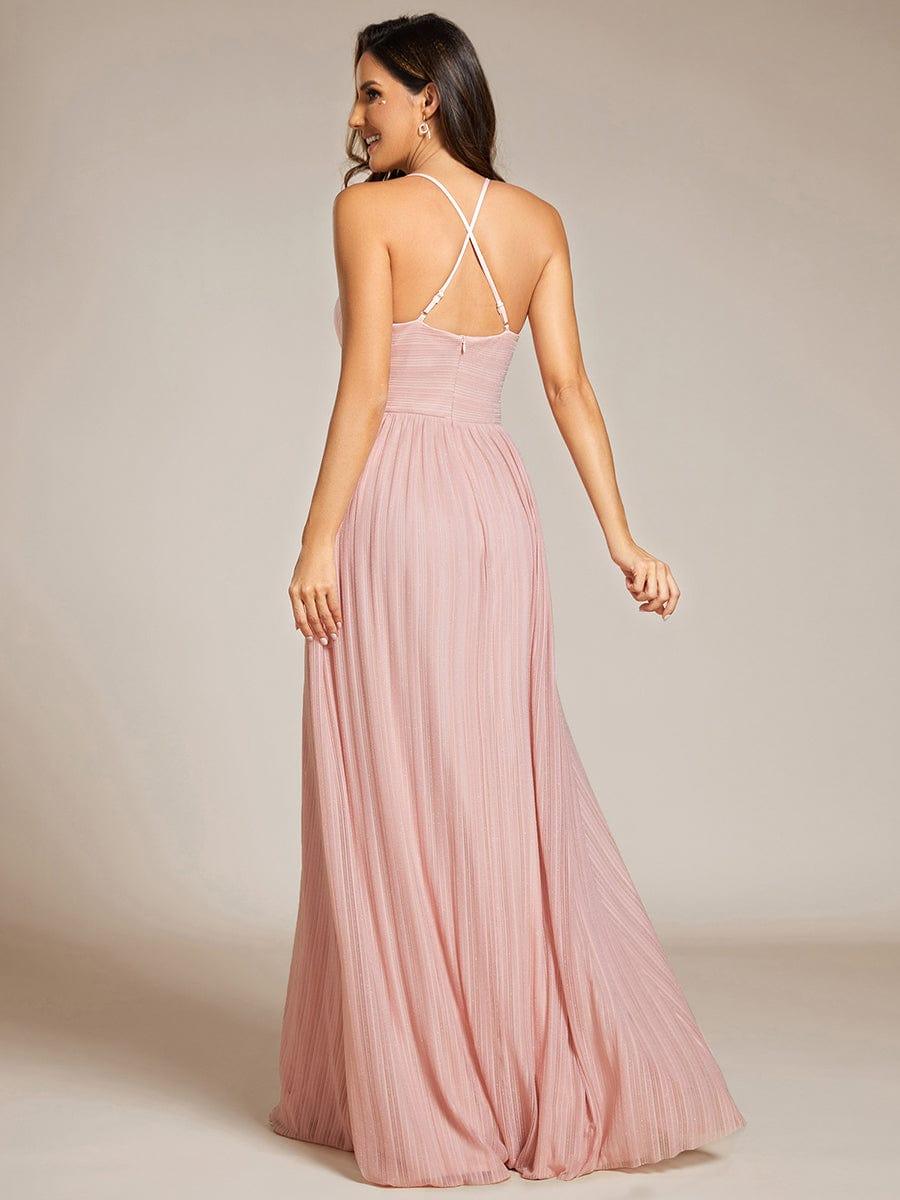 Flattering Sleeveless Backless A-Line Formal Evening Dress with V-Neck