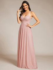 Flattering Sleeveless Backless A-Line Formal Evening Dress with V-Neck