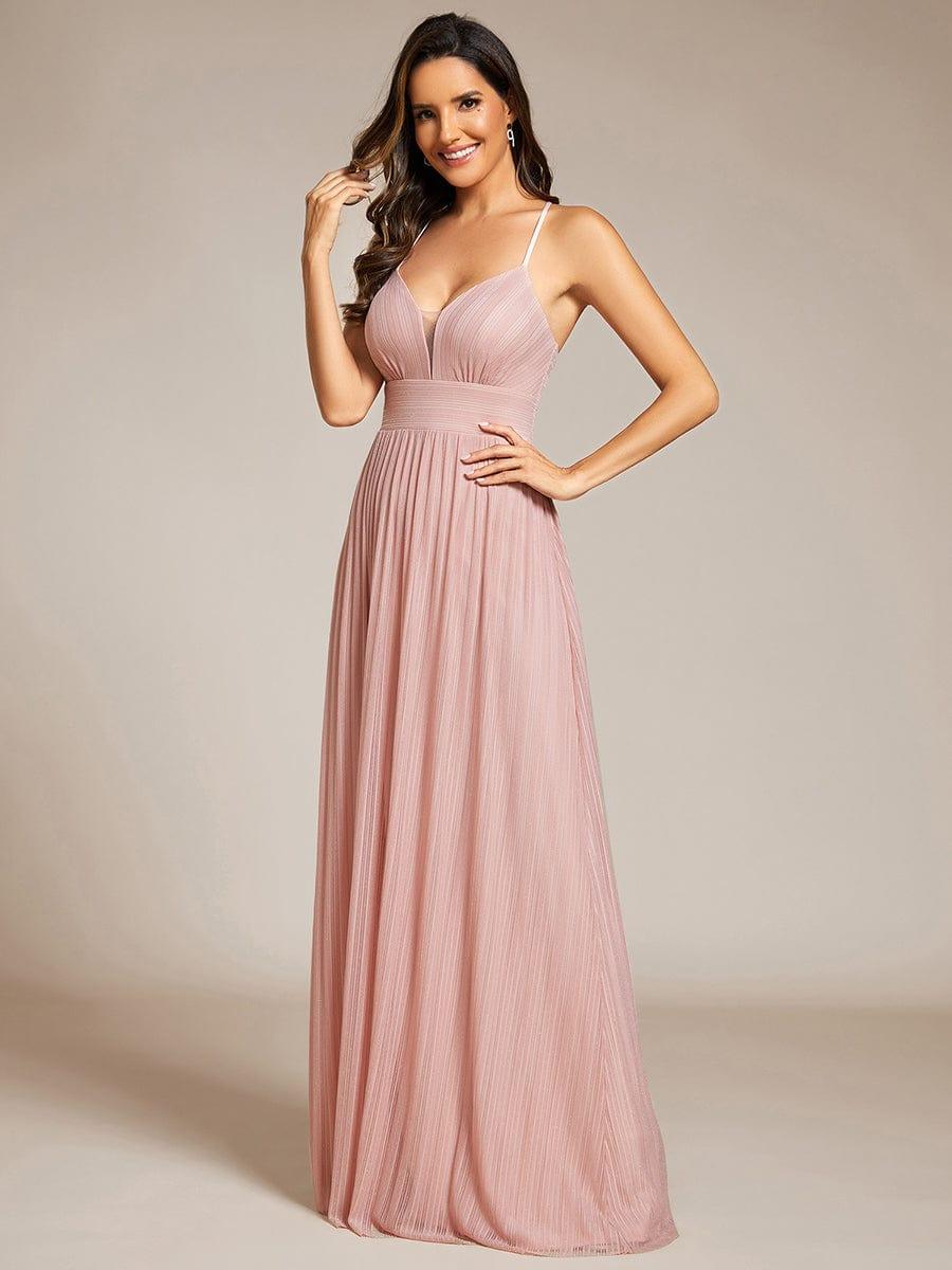 Flattering Sleeveless Backless A-Line Formal Evening Dress with V-Neck