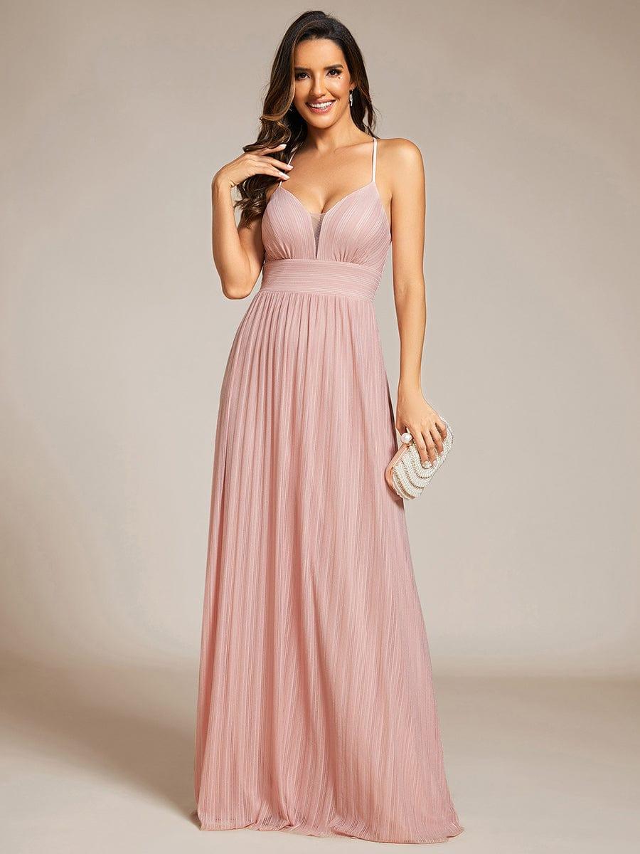 Flattering Sleeveless Backless A-Line Formal Evening Dress with V-Neck