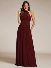 Dazzling Floor-Length A-Line Sleeveless Sequin Formal Evening Dress