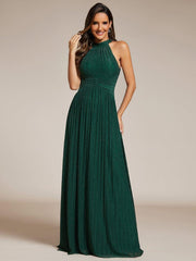 Dazzling Floor-Length A-Line Sleeveless Sequin Formal Evening Dress