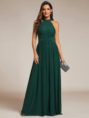Dazzling Floor-Length A-Line Sleeveless Sequin Formal Evening Dress