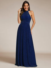 Dazzling Floor-Length A-Line Sleeveless Sequin Formal Evening Dress