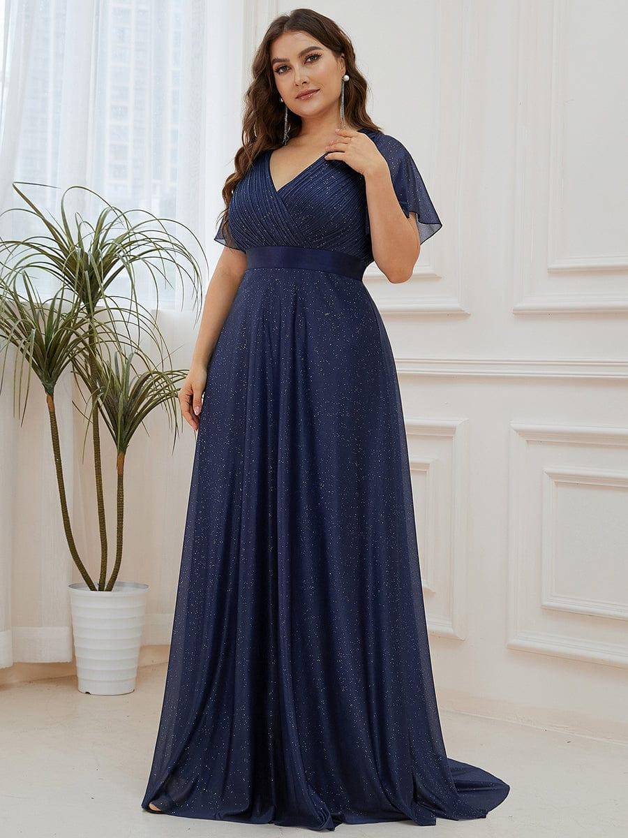 Fancy A-Line V-Neck Short Sleeves Bridesmaid Dress