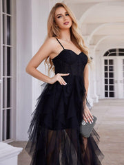 Charming Sweetheart Hi-Lo Tulle Sleeveless Formal Evening Dress