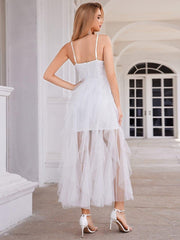 Charming Sweetheart Hi-Lo Tulle Sleeveless Formal Evening Dress