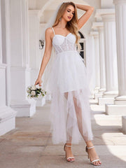 Charming Sweetheart Hi-Lo Tulle Sleeveless Formal Evening Dress