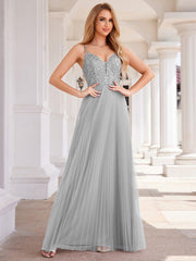 Modern A-Line V-Neck Sequin Backless Formal Evening Dress