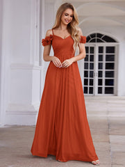 Exquisite Pleated A-Line Off-The-Shoulder Evening Dress