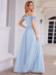 Exquisite Pleated A-Line Off-The-Shoulder Evening Dress
