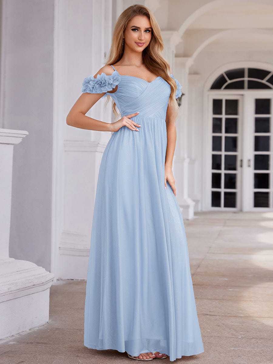 Exquisite Pleated A-Line Off-The-Shoulder Evening Dress