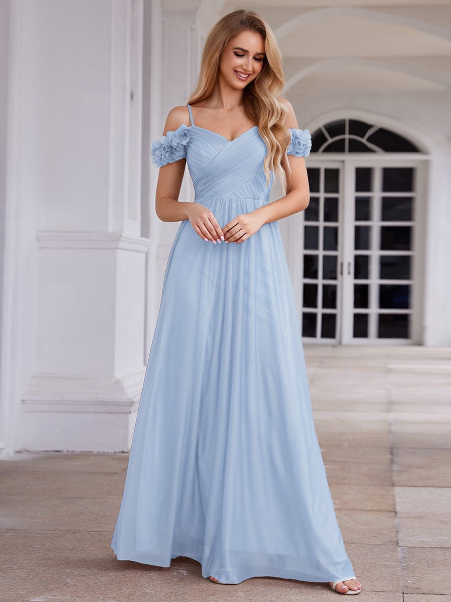 Exquisite Pleated A-Line Off-The-Shoulder Evening Dress