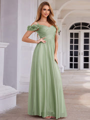 Exquisite Pleated A-Line Off-The-Shoulder Evening Dress