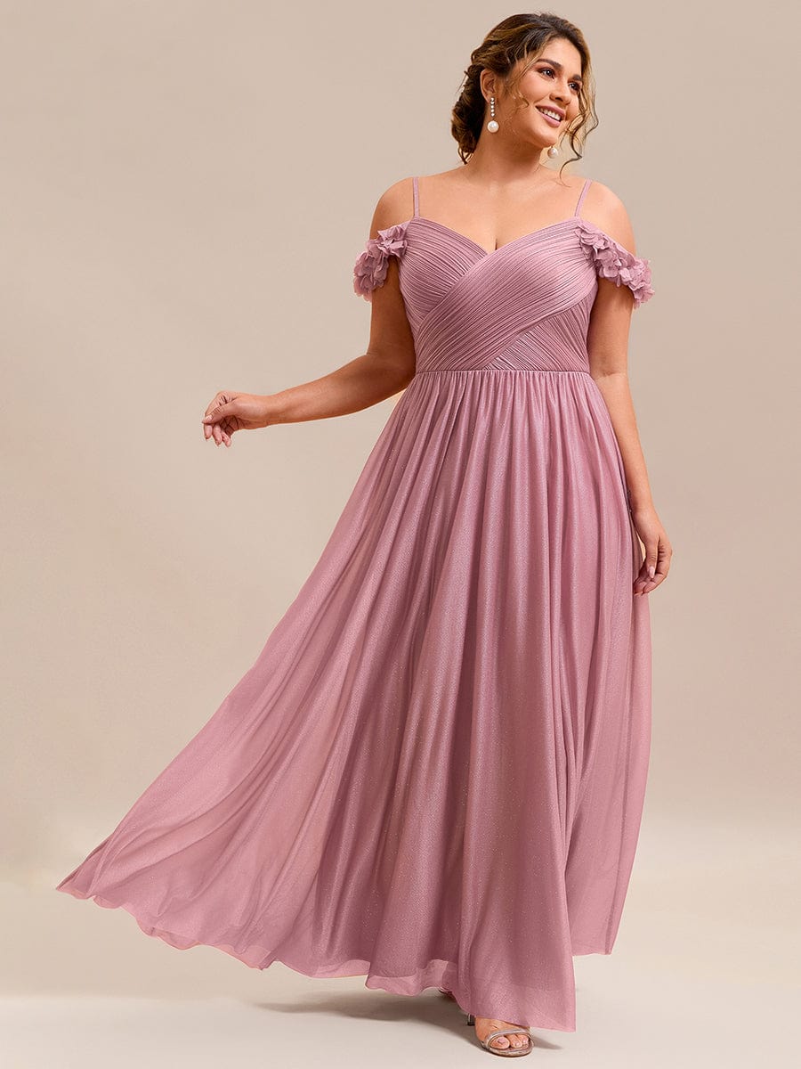 Exquisite Pleated A-Line Off-The-Shoulder Evening Dress