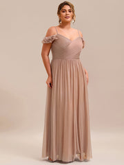 Exquisite Pleated A-Line Off-The-Shoulder Evening Dress