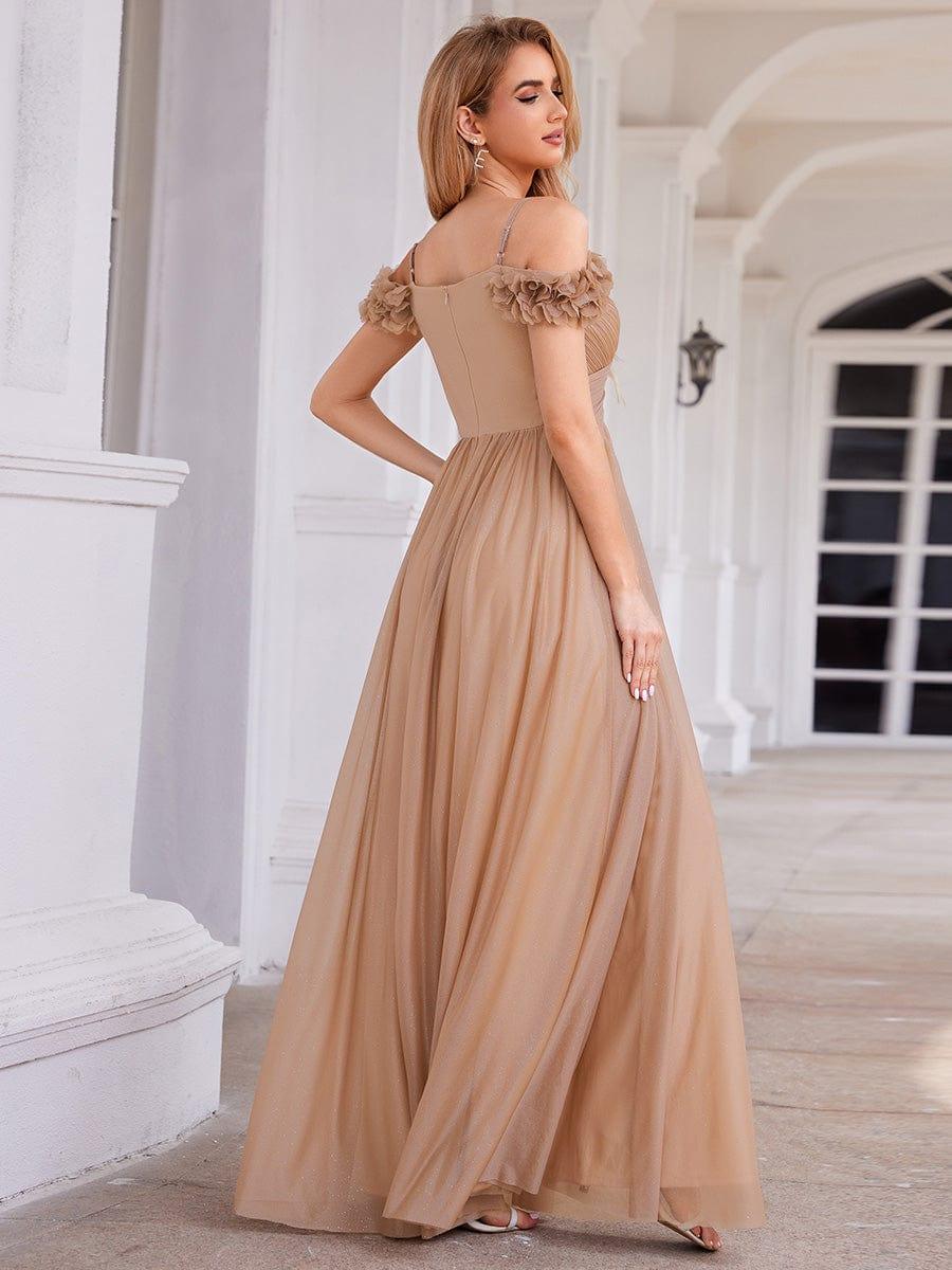Exquisite Pleated A-Line Off-The-Shoulder Evening Dress