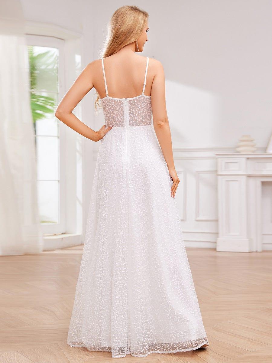 Bold Sequin See-Through Formal Evening Dress with Spaghetti Straps