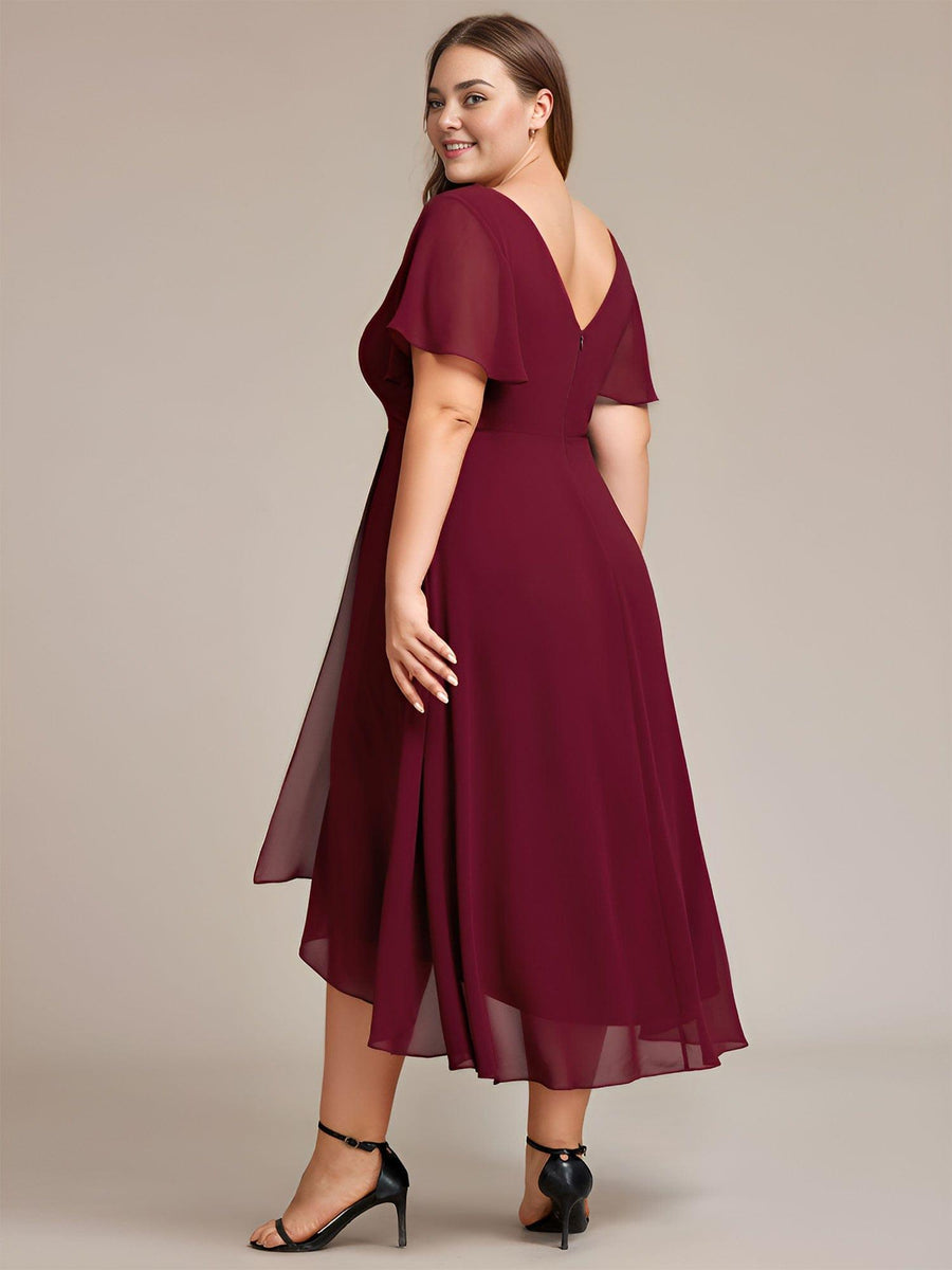 Gorgeous Flowing Chiffon V-Neck A-Line Bridesmaid Dress with Ruffle Sleeves
