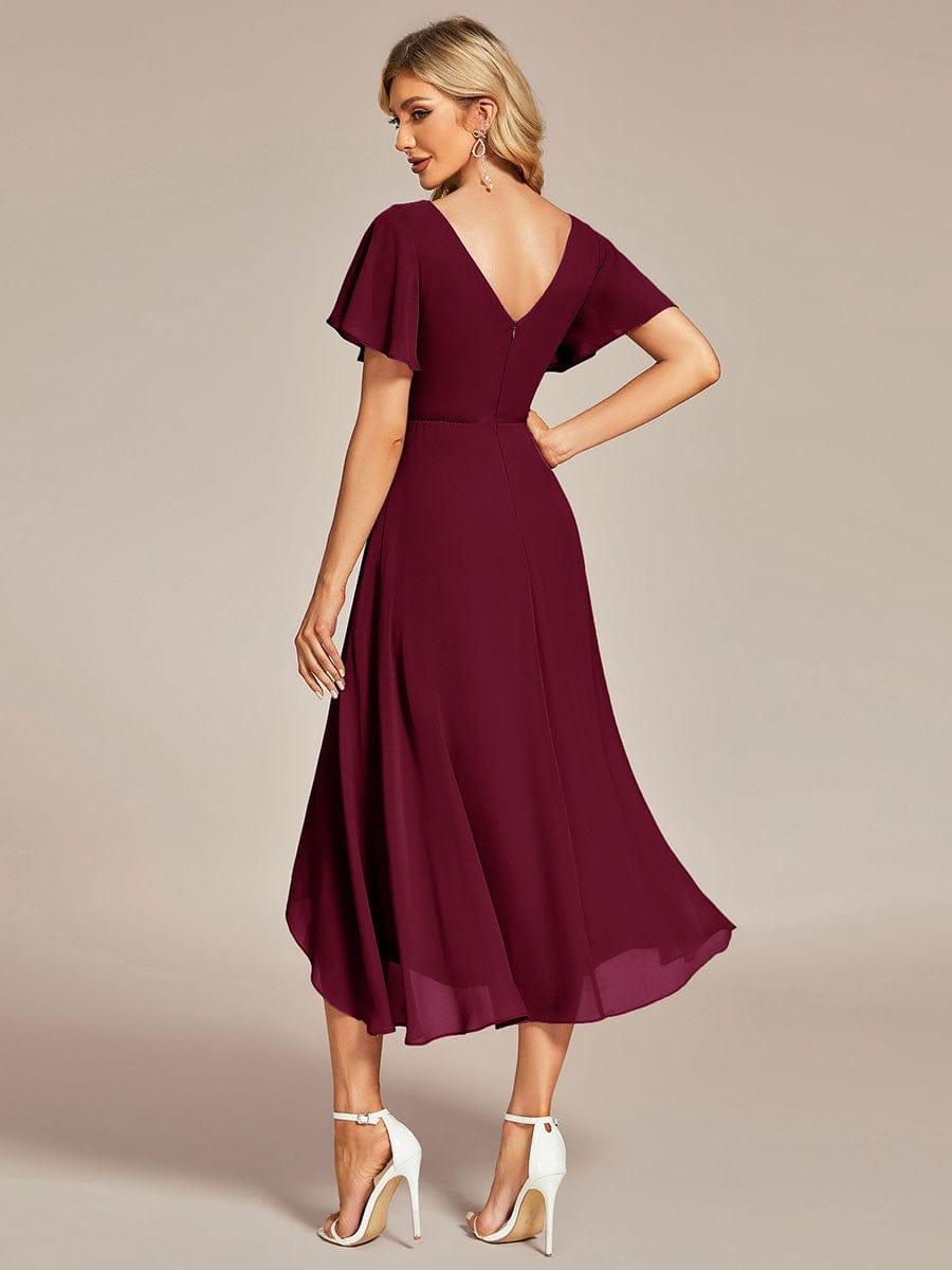 Gorgeous Flowing Chiffon V-Neck A-Line Bridesmaid Dress with Ruffle Sleeves
