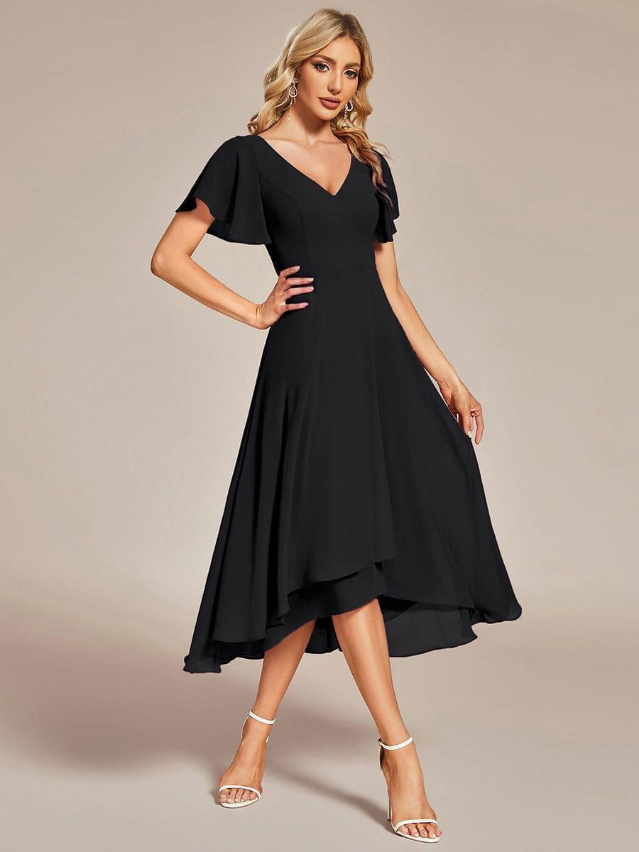 Gorgeous Flowing Chiffon V-Neck A-Line Bridesmaid Dress with Ruffle Sleeves