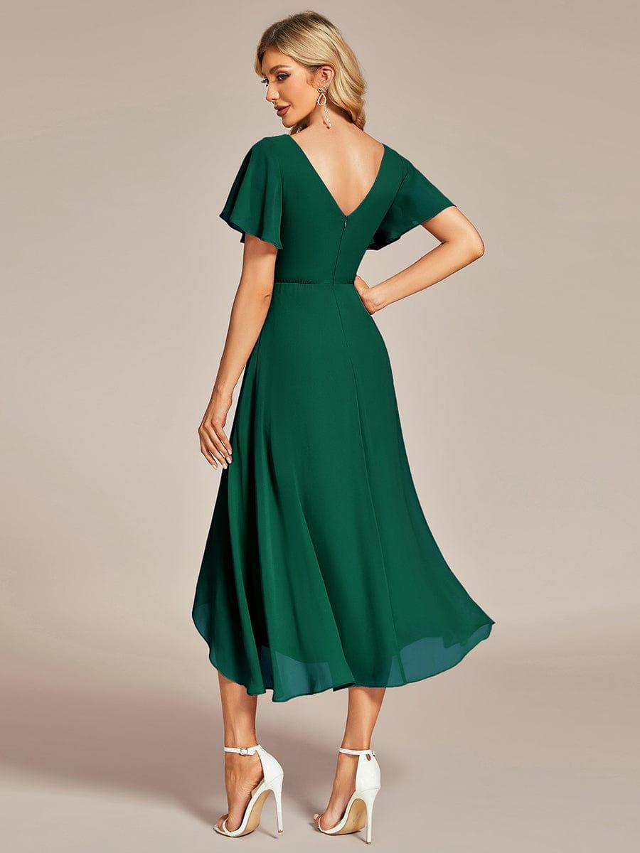 Gorgeous Flowing Chiffon V-Neck A-Line Bridesmaid Dress with Ruffle Sleeves