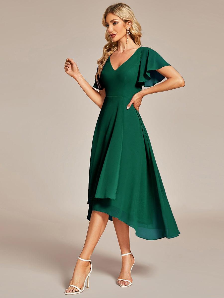 Gorgeous Flowing Chiffon V-Neck A-Line Bridesmaid Dress with Ruffle Sleeves