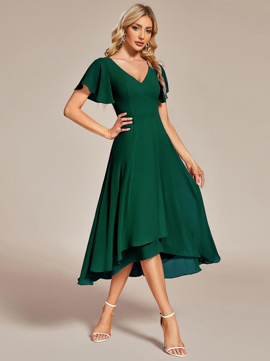 Gorgeous Flowing Chiffon V-Neck A-Line Bridesmaid Dress with Ruffle Sleeves