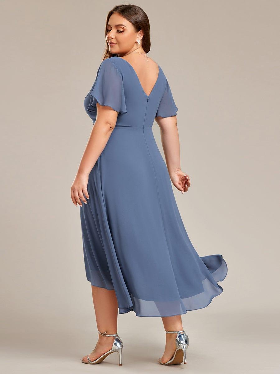 Chic Plus Size A-Line Chiffon V-Neck Bridesmaid Dress with Sleeves