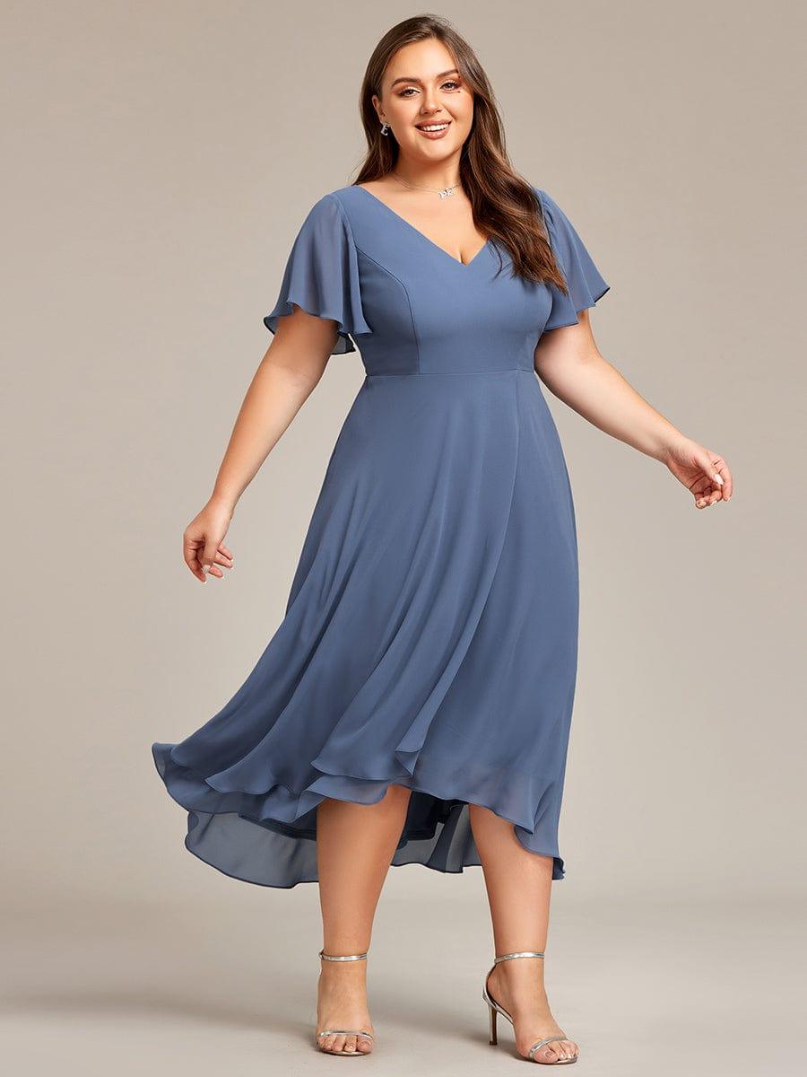 Chic Plus Size A-Line Chiffon V-Neck Bridesmaid Dress with Sleeves