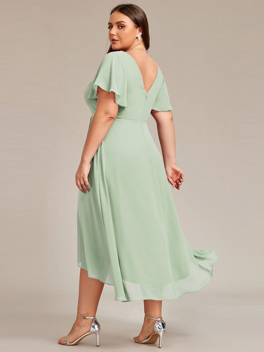 Gorgeous Flowing Chiffon V-Neck A-Line Bridesmaid Dress with Ruffle Sleeves