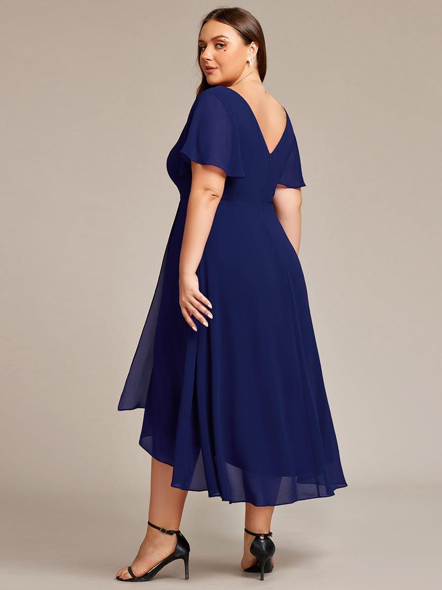Chic Plus Size A-Line Chiffon V-Neck Bridesmaid Dress with Sleeves