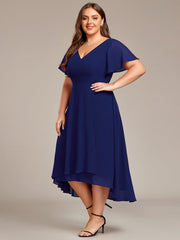 Chic Plus Size A-Line Chiffon V-Neck Bridesmaid Dress with Sleeves