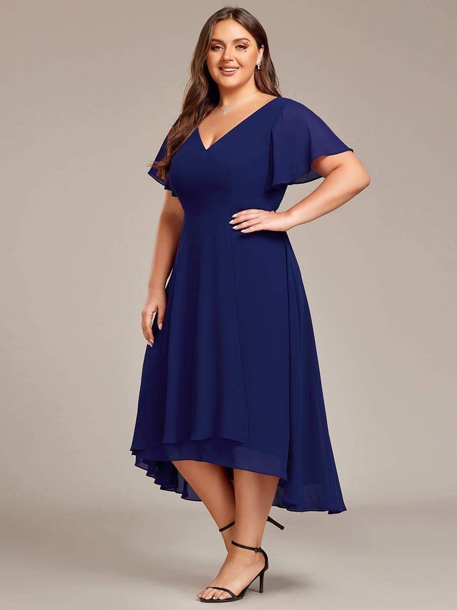 Chic Plus Size A-Line Chiffon V-Neck Bridesmaid Dress with Sleeves
