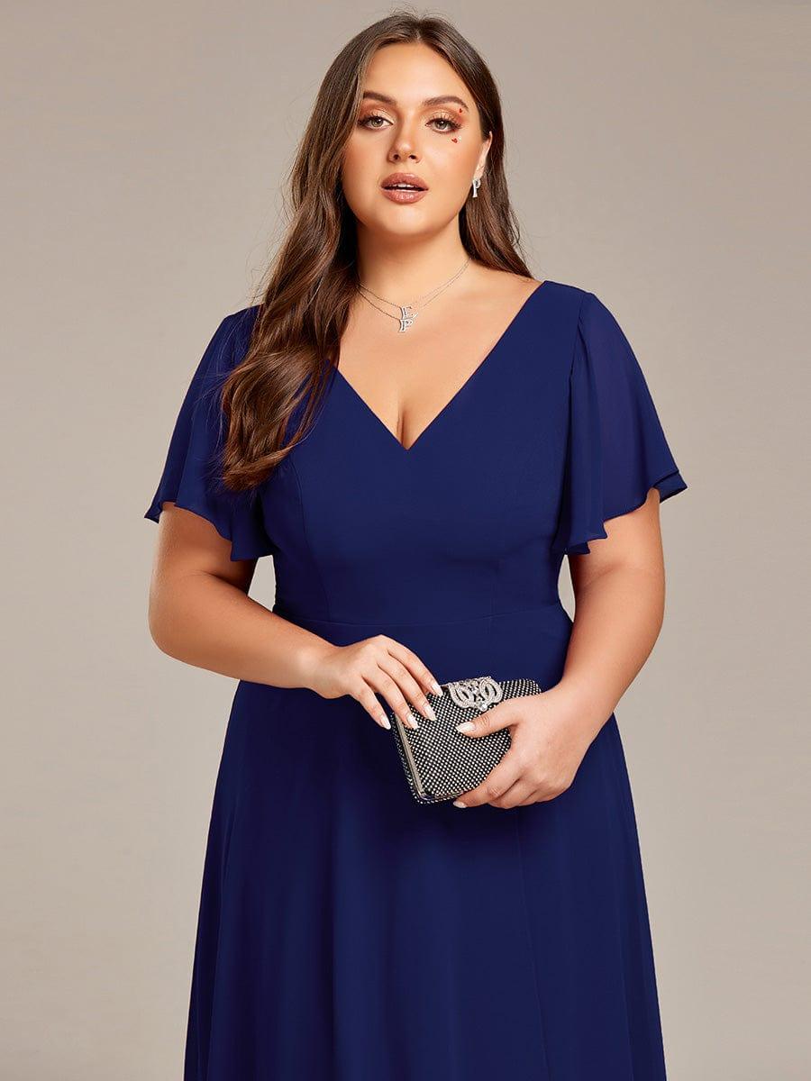 Gorgeous Flowing Chiffon V-Neck A-Line Bridesmaid Dress with Ruffle Sleeves