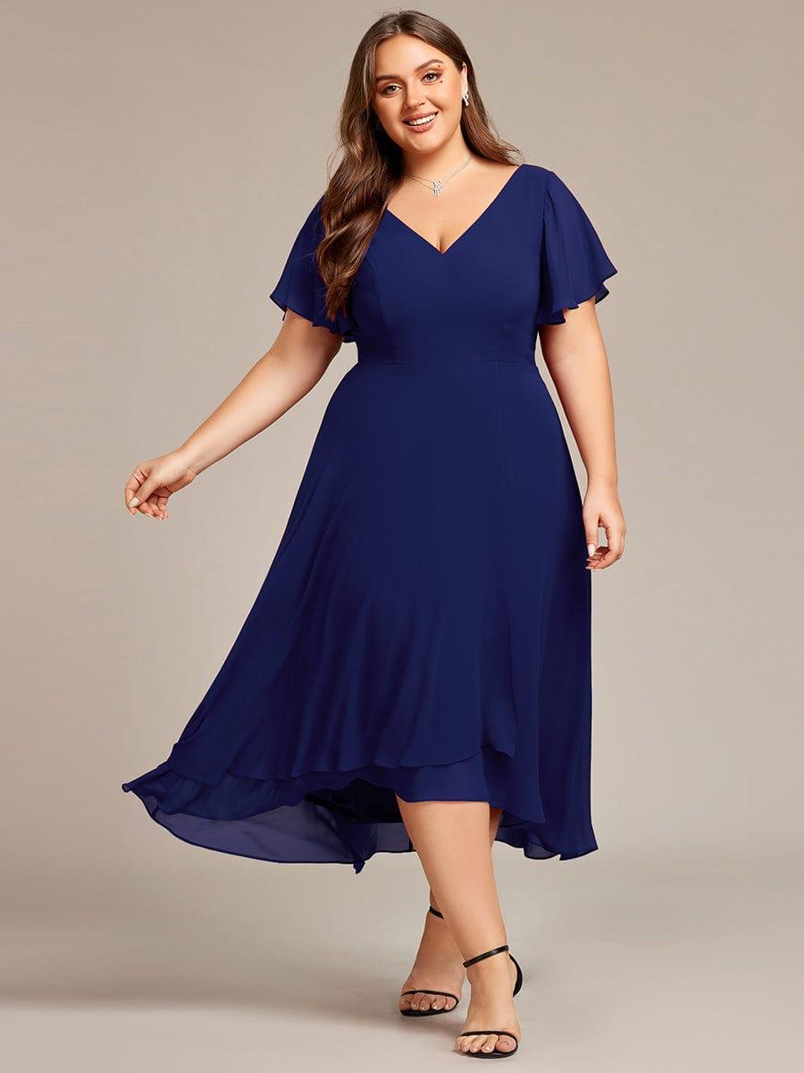 Gorgeous Flowing Chiffon V-Neck A-Line Bridesmaid Dress with Ruffle Sleeves