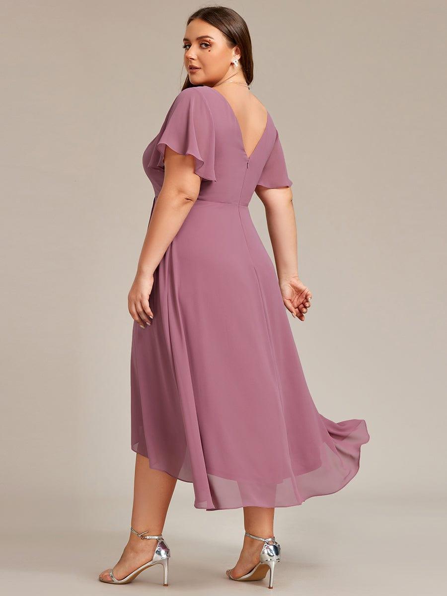 Gorgeous Flowing Chiffon V-Neck A-Line Bridesmaid Dress with Ruffle Sleeves