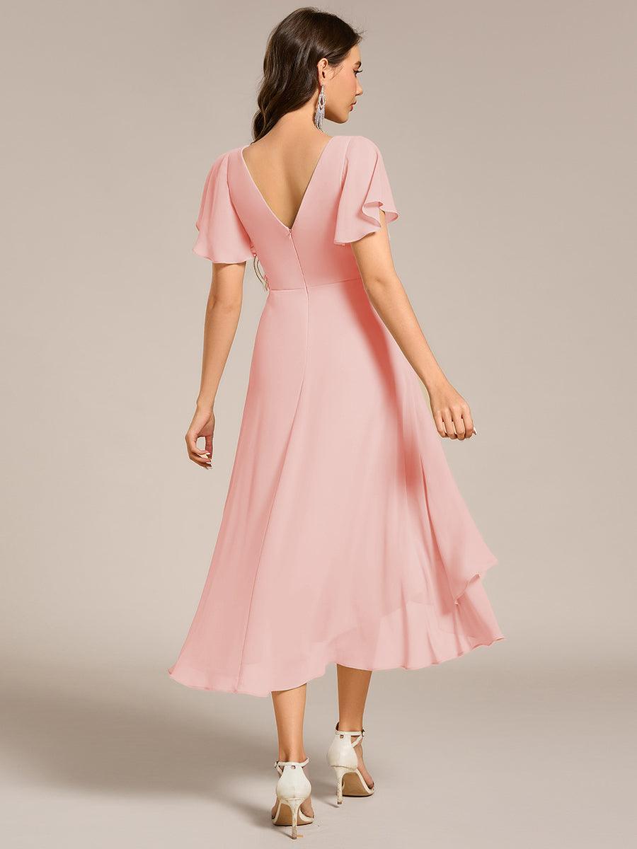Gorgeous Flowing Chiffon V-Neck A-Line Bridesmaid Dress with Ruffle Sleeves