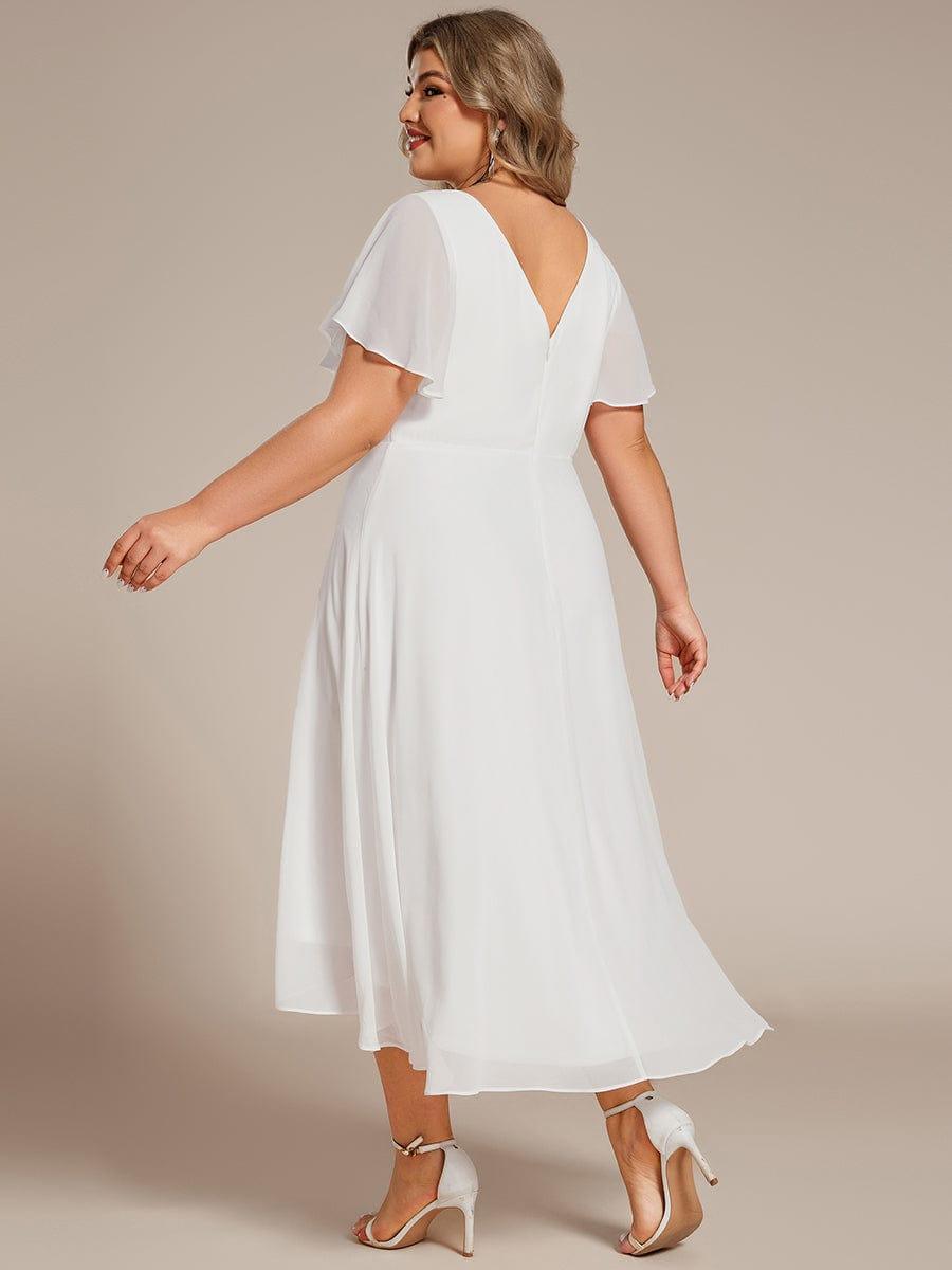 Gorgeous Flowing Chiffon V-Neck A-Line Bridesmaid Dress with Ruffle Sleeves